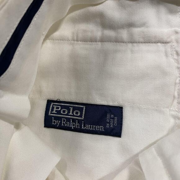 VTG Polo Ralph Lauren Shorts Mens 38 White Linen Silk Pleated Chino Summer - Picture 4 of 10
